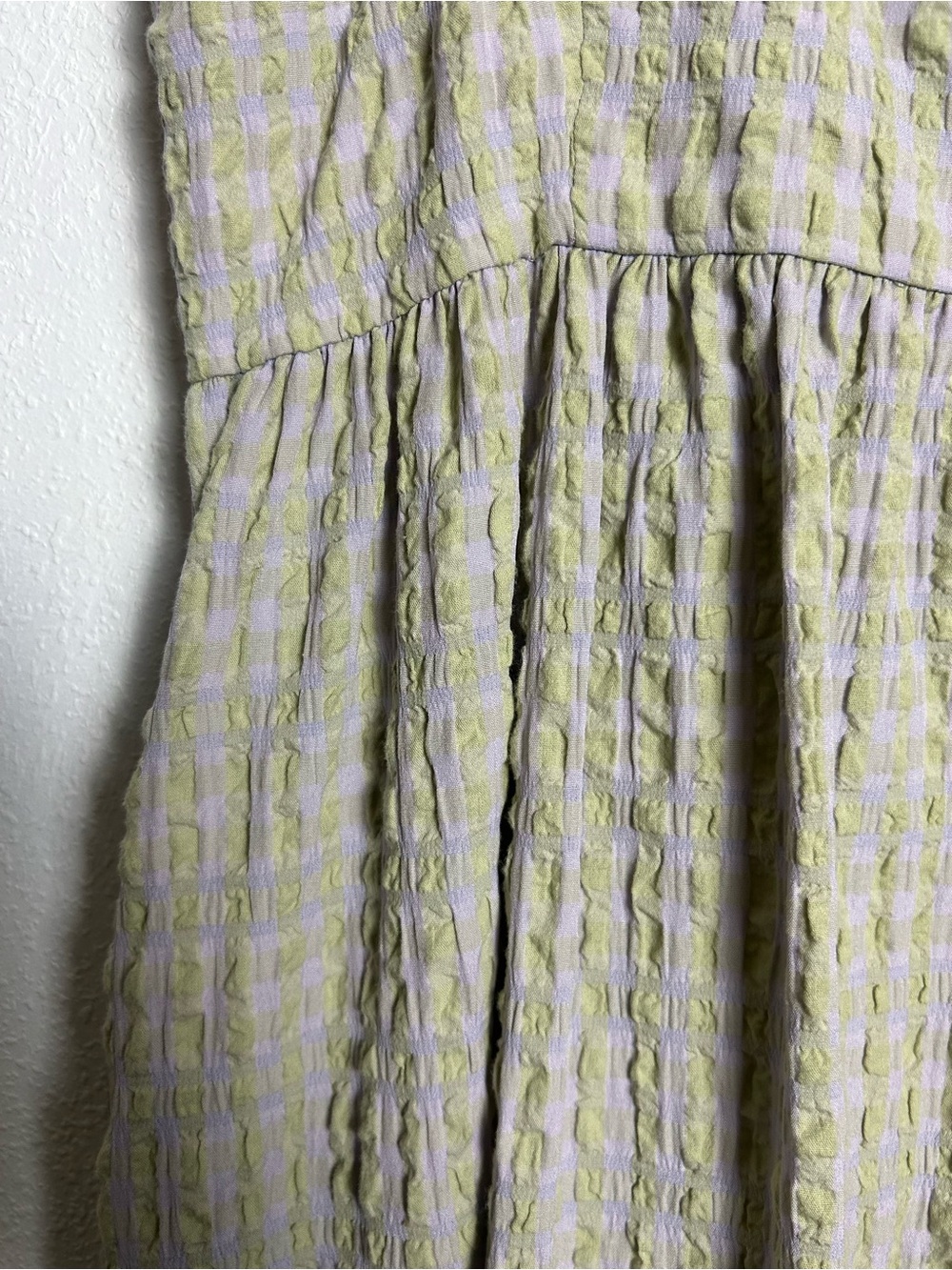 Light Sage Textured Maxi Dress with Spaghetti Straps - Picture 6 of 14